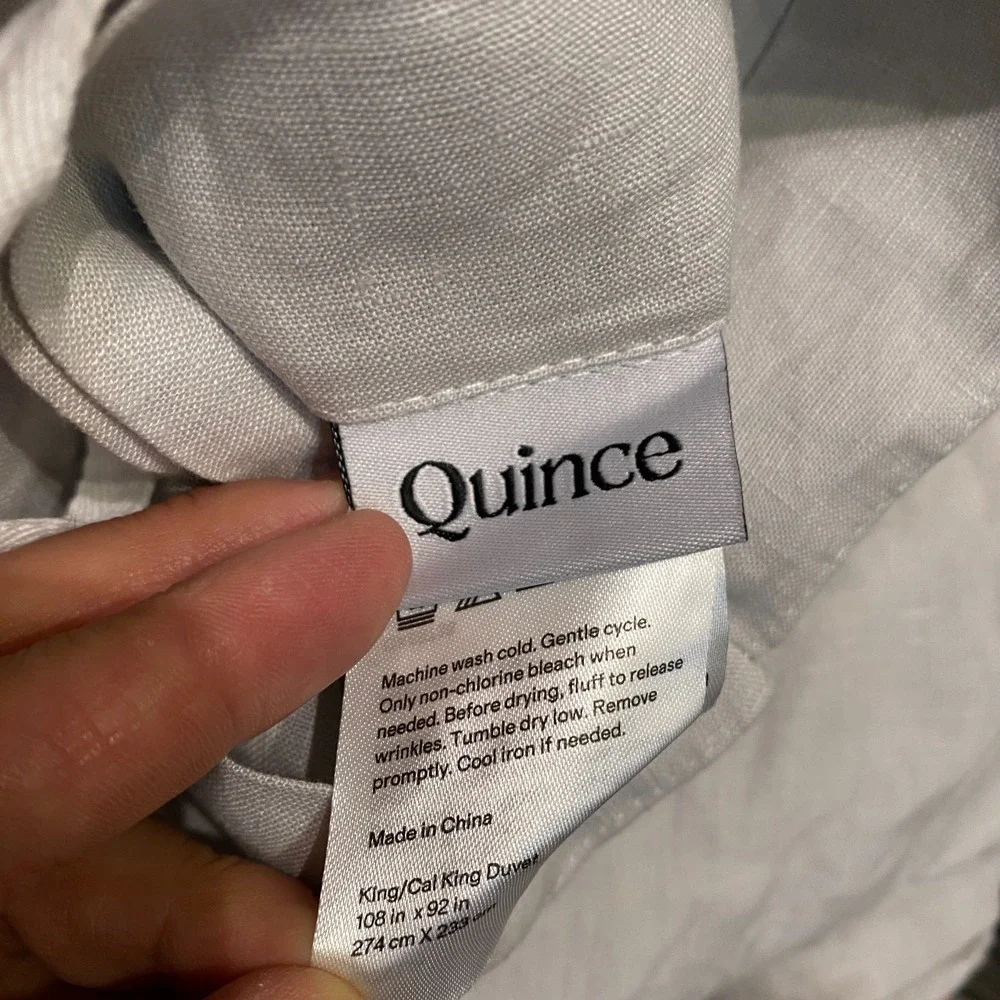 Quince European Linen Duvet Cover Set with Shams King/Cal King Mist Light Blue